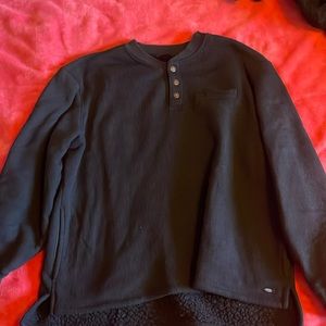 Rugged wear, black, cotton and polyester sweater with lined pockets